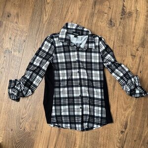 Joe Boxer Women’s Plaid Shirt - Black and White